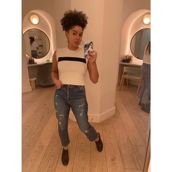 PHILOSOPHY DI LORENZO SERANFINI White Black Rhinestone Studded Wool Sweater US 6 - Picture 6 of 15